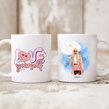 Kubek personalizowany dla kobiety | motyw z jesienną glamour girl #2