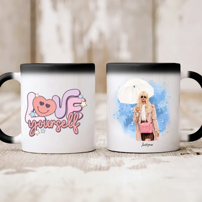 Kubek personalizowany dla kobiety | motyw z jesienną glamour girl #2