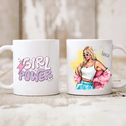 Kubek personalizowany dla kobiety GIRL POWER | motyw barbie-core z glamour girl #4