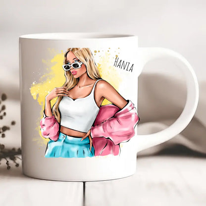 Kubek personalizowany dla kobiety GIRL POWER | motyw barbie-core z glamour girl #4