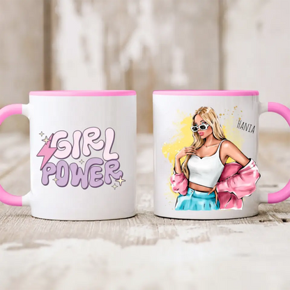 Kubek personalizowany dla kobiety GIRL POWER | motyw barbie-core z glamour girl #4