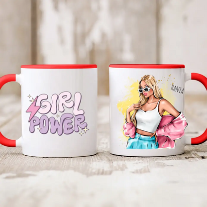 Kubek personalizowany dla kobiety GIRL POWER | motyw barbie-core z glamour girl #4