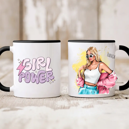 Kubek personalizowany dla kobiety GIRL POWER | motyw barbie-core z glamour girl #4
