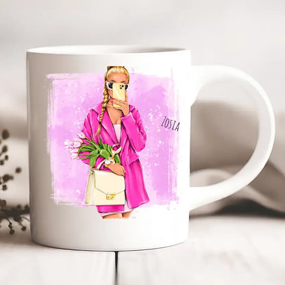 Kubek personalizowany dla kobiety | motyw z wiosenną glamour girl #5