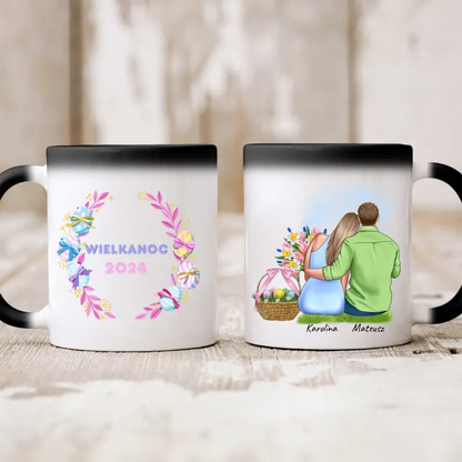 Kubek personalizowany dla par | motyw z kwiatami #2