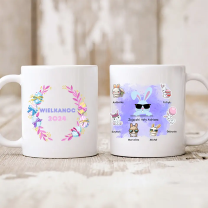 Wielkanocny kubek personalizowany dla taty i dzieci ZAJĄCZKI TATY | motyw z królikami #3