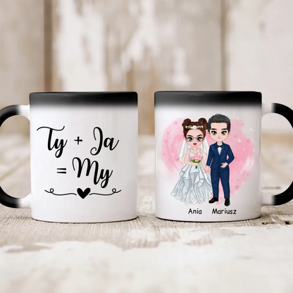 Kubek personalizowany dla par | ślubny motyw dla nowożeńców #P8
