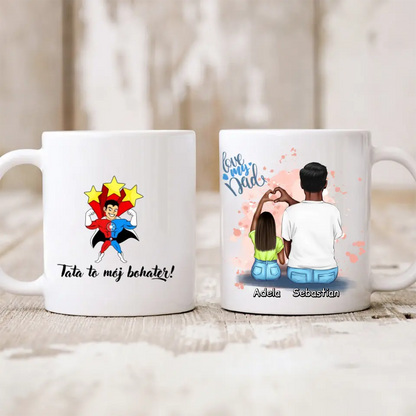 Kubek personalizowany dla taty i córki LOVE MY DAD | z personalizacją imion #P28