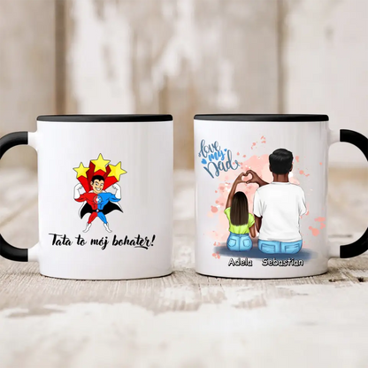 Kubek personalizowany dla taty i córki LOVE MY DAD | z personalizacją imion #P28