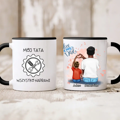 Kubek personalizowany dla taty i syna LOVE MY DAD | z personalizacją imion #P29