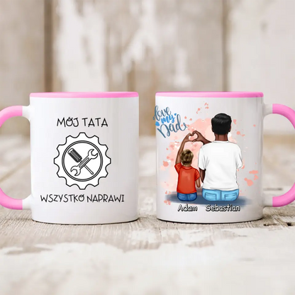 Kubek personalizowany dla taty i syna LOVE MY DAD | z personalizacją imion #P29