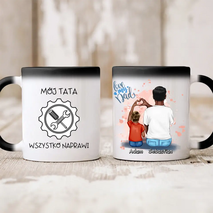 Kubek personalizowany dla taty i syna LOVE MY DAD | z personalizacją imion #P29