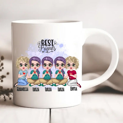 Kubek personalizowany dla grupy przyjaciółek BEST FRIENDS | motyw z drinkami i personalizacją imion #P34