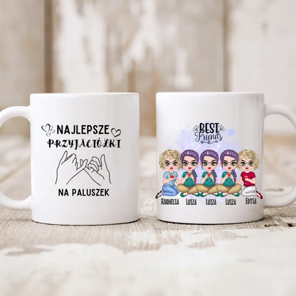 Kubek personalizowany dla grupy przyjaciółek BEST FRIENDS | motyw z drinkami i personalizacją imion #P34