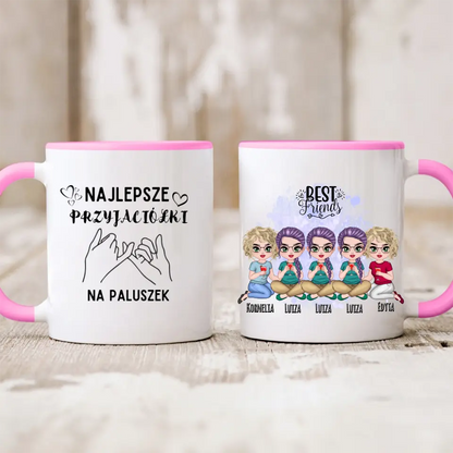 Kubek personalizowany dla grupy przyjaciółek BEST FRIENDS | motyw z drinkami i personalizacją imion #P34