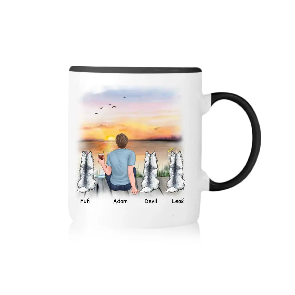 Kubek z psem personalizowany od 1-3 pupili + mężczyzna #5