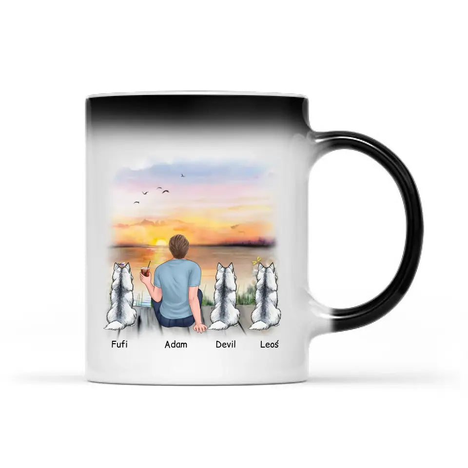Kubek z psem personalizowany od 1-3 pupili + mężczyzna #5