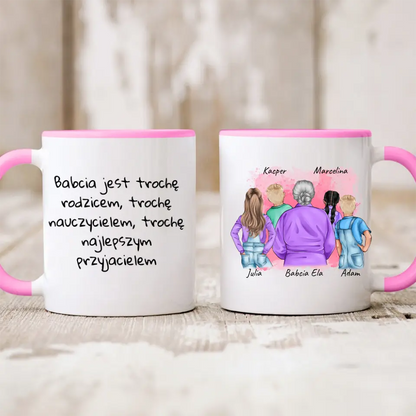 Kubek personalizowany dla babci z wnukami | rodzinny motyw #33