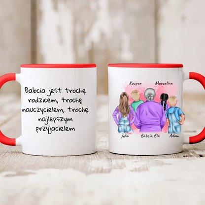Kubek personalizowany dla babci z wnukami | rodzinny motyw #33