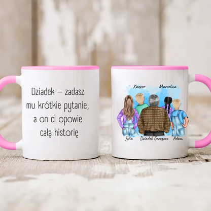 Kubek personalizowany dla dziadka z wnukami | rodzinny motyw #34