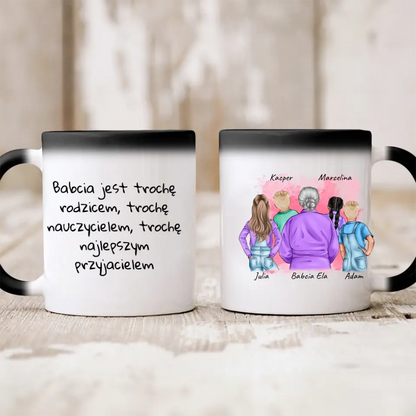 Kubek personalizowany dla babci z wnukami | rodzinny motyw #33