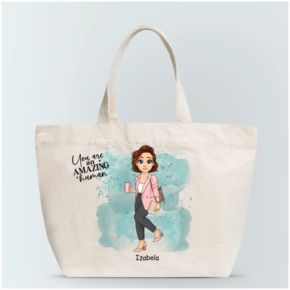 Torba personalizowana dla kobiety YOU ARE AN AMAZING HUMAN | motyw dla kawosza #12