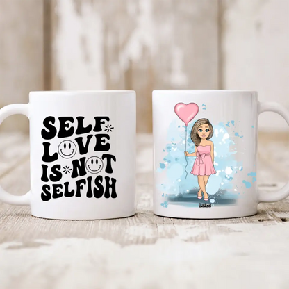 Kubek personalizowany dla niej SELF LOVE IS NOT SELFISH | z personalizacją postaci #6