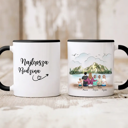 Kubek personalizowany dla rodziców z dziećmi | motyw z jeziorem