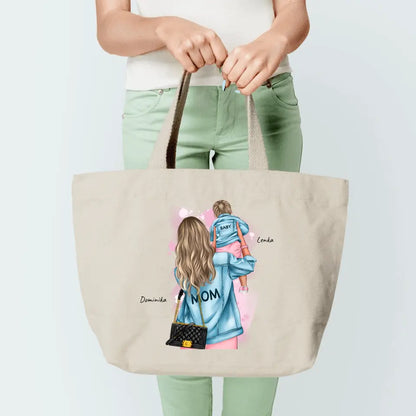 Torba personalizowana dla mamy i dziecka MOM, BABY | rodzinny motyw #2