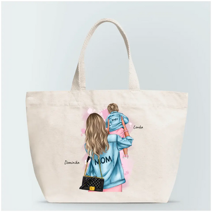 Torba personalizowana dla mamy i dziecka MOM, BABY | rodzinny motyw #2