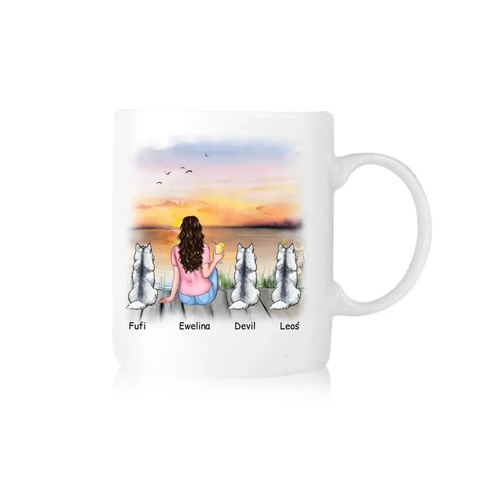 Kubek z psem personalizowany od 1-3 pupili + kobieta #4