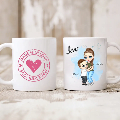 Kubek personalizowany dla mamy i syna LOVE | rodzinny motyw #124