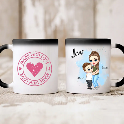 Kubek personalizowany dla mamy i syna LOVE | rodzinny motyw #124