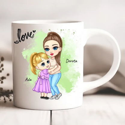 Kubek personalizowany dla mamy i córki LOVE | rodzinny motyw #127