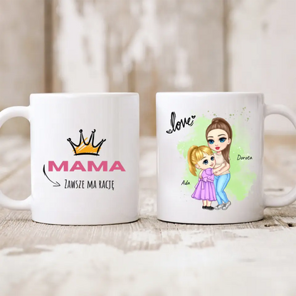 Kubek personalizowany dla mamy i córki LOVE | rodzinny motyw #127