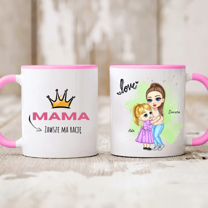 Kubek personalizowany dla mamy i córki LOVE | rodzinny motyw #127