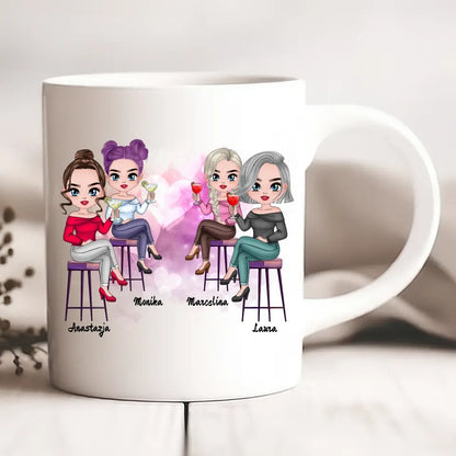 Kubek personalizowany dla przyjaciółek | motyw z drinkami i personalizacją imion