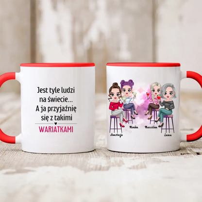 Kubek personalizowany dla przyjaciółek | motyw z drinkami i personalizacją imion
