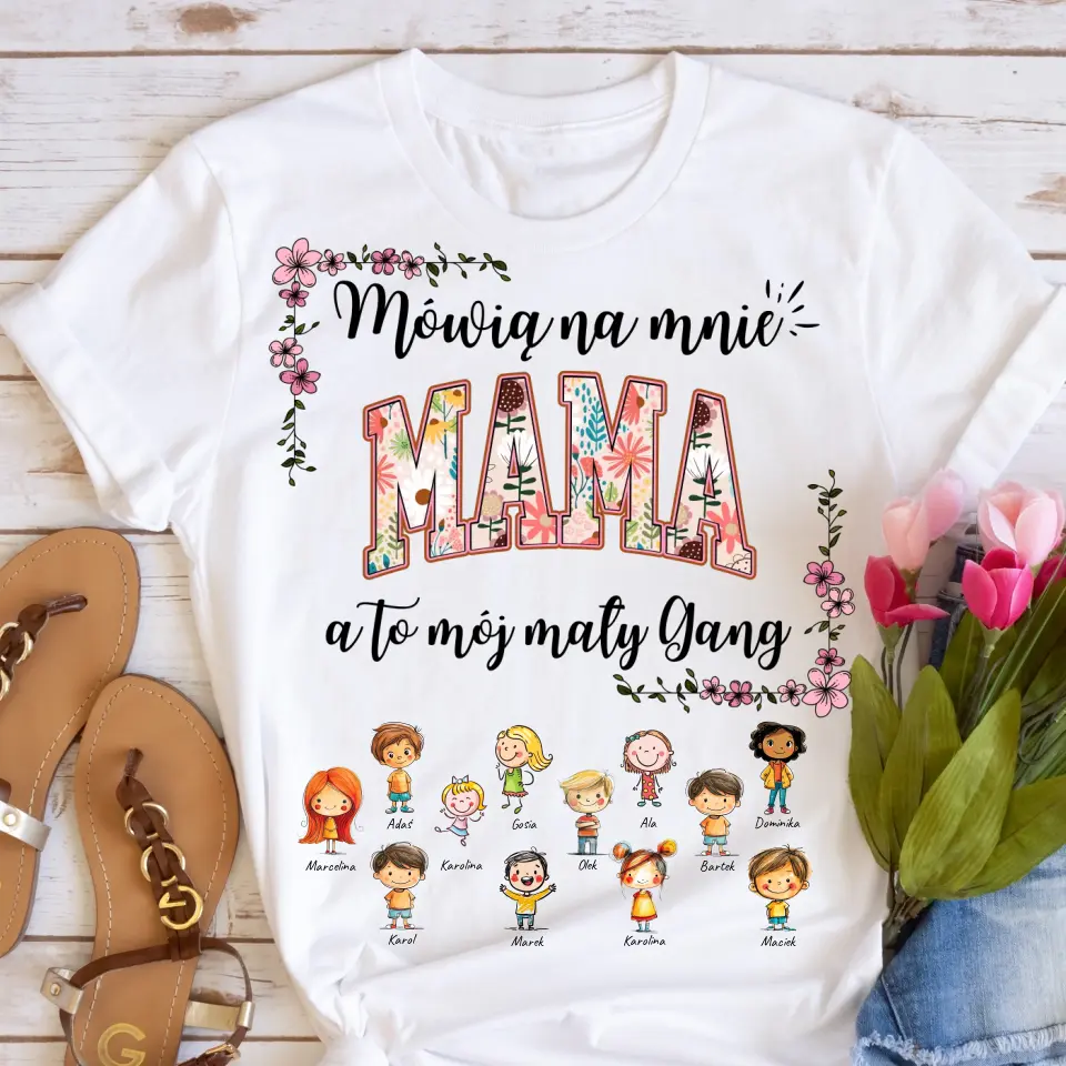 Koszulka dla mamy i córki lub syna (1-12 dzieci) - Personalizowana - Prezent dla mamy #211
