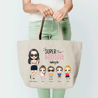 Torba personalizowana dla mamy i dzieci SUPER LOVE MAMA | rodzinny motyw #440