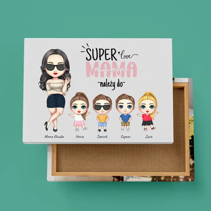 Obraz personalizowany dla mamy i dzieci SUPER LOVE MAMA | rodzinny motyw #4