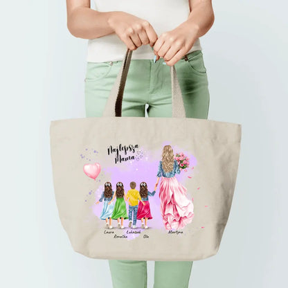 Torba personalizowana dla mamy i dzieci NAJLEPSZA MAMA | rodzinny motyw #41