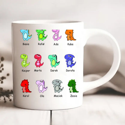 Kubek personalizowany dla mamy z dziećmi | motyw z kolorowymi dinozaurami #21