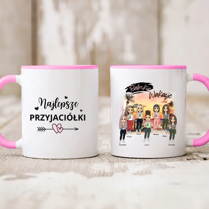 Kubek personalizowany dla przyjaciółek BABSKIE WAKACJE | wakacyjny motyw z palmami #2155