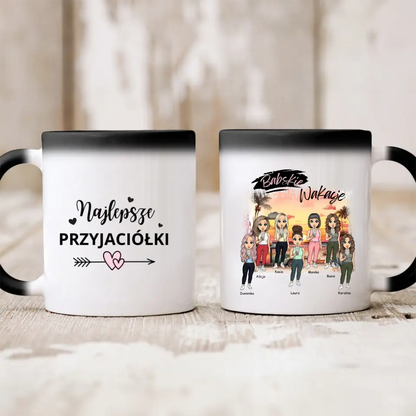 Kubek personalizowany dla przyjaciółek BABSKIE WAKACJE | wakacyjny motyw z palmami #2155