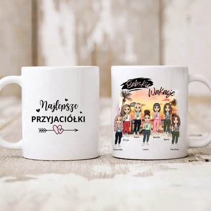 Kubek personalizowany dla przyjaciółek BABSKIE WAKACJE | wakacyjny motyw z palmami #2155