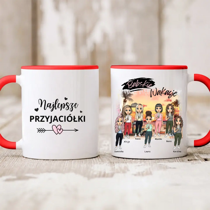 Kubek personalizowany dla przyjaciółek BABSKIE WAKACJE | wakacyjny motyw z palmami #2155