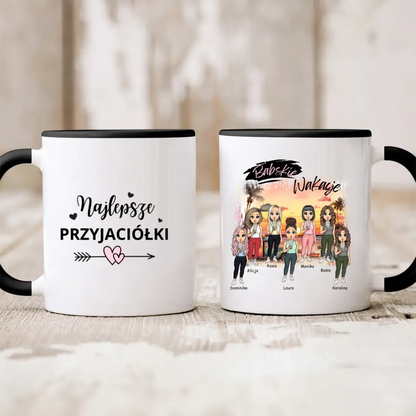 Kubek personalizowany dla przyjaciółek BABSKIE WAKACJE | wakacyjny motyw z palmami #2155