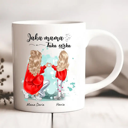 Kubek personalizowany dla mamy i córki TO MOJA SUPER MAMA JAKA MAMA TAKA CÓRKA | rodzinny motyw #851