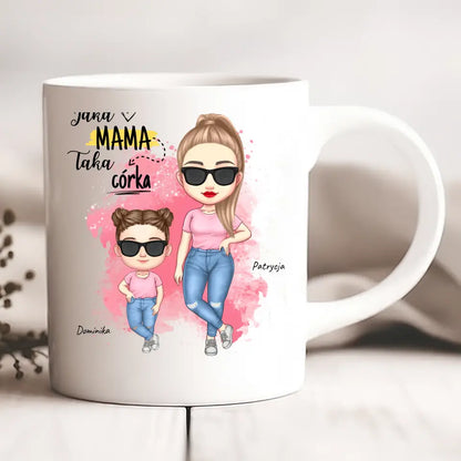 Kubek personalizowany dla mamy i córki JAKA MAMA TAKA CÓRKA | rodzinny motyw #541